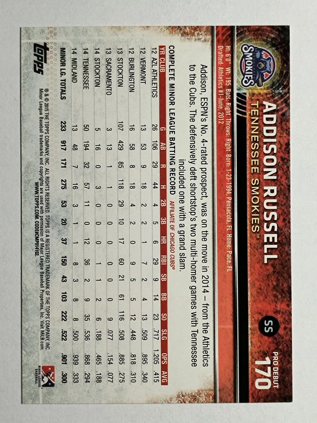 2015 Topps Pro Debut #170A Addison Russell
