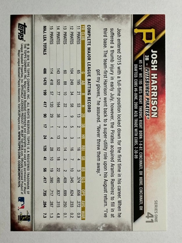 2016 Topps #41 Josh Harrison