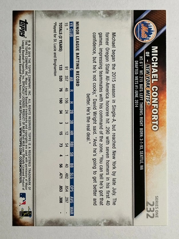 2016 Topps #232A Michael Conforto RC