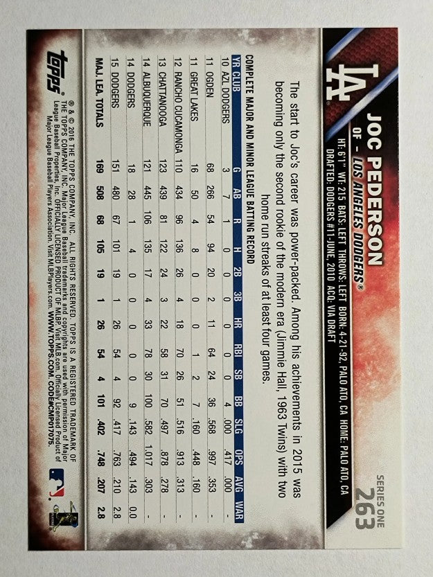 2016 Topps #263 Joc Pederson FS