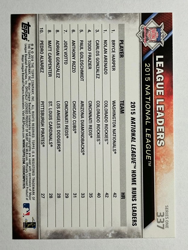 2016 Topps #337 Nolan Arenado/Bryce Harper/Carlos Gonzalez LL