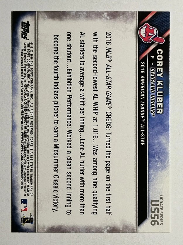 2016 Topps Update #US56 Corey Kluber AS