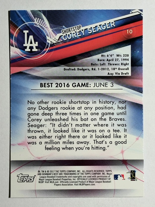 2017 Bowman's Best #10 Corey Seager