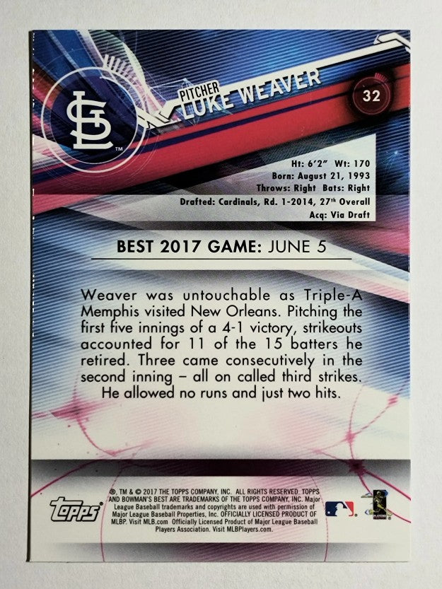 2017 Bowman's Best #32 Luke Weaver RC