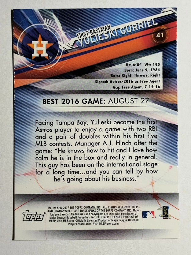 2017 Bowman's Best #41 Yulieski Gurriel RC