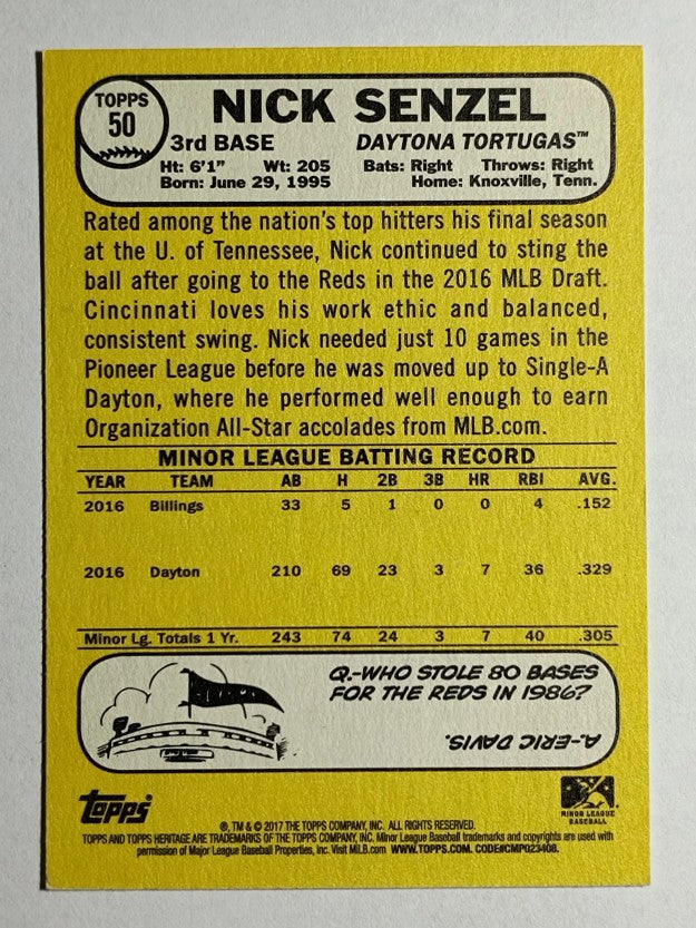 2017 Topps Heritage Minors #50A Nick Senzel