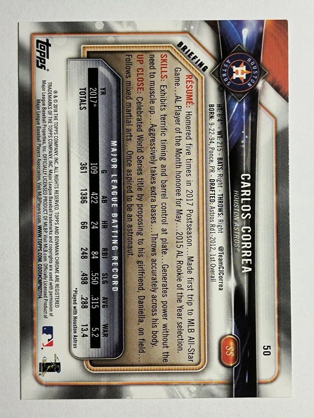 2018 Bowman #50 Carlos Correa