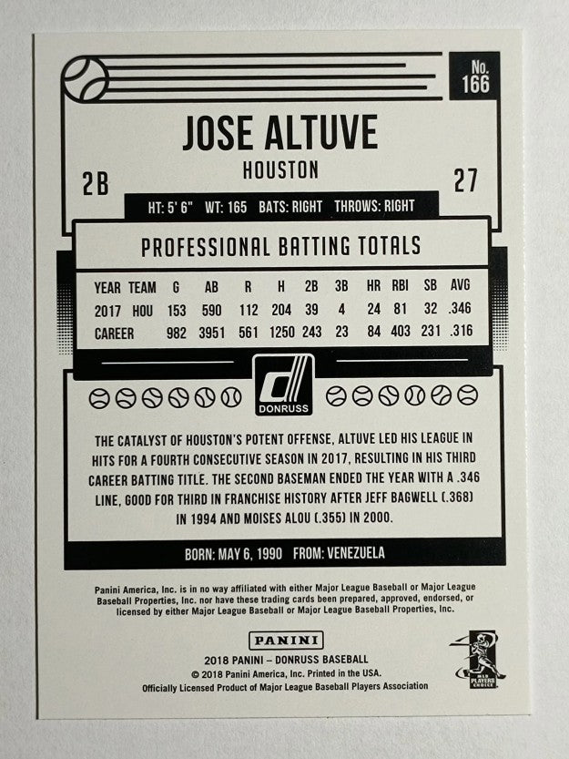 2018 Donruss #166 Jose Altuve