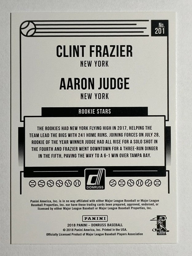 2018 Donruss #201 Aaron Judge/Clint Frazier