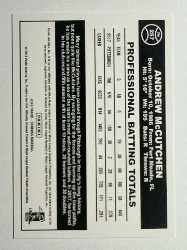2018 Donruss #257 Andrew McCutchen RETRO