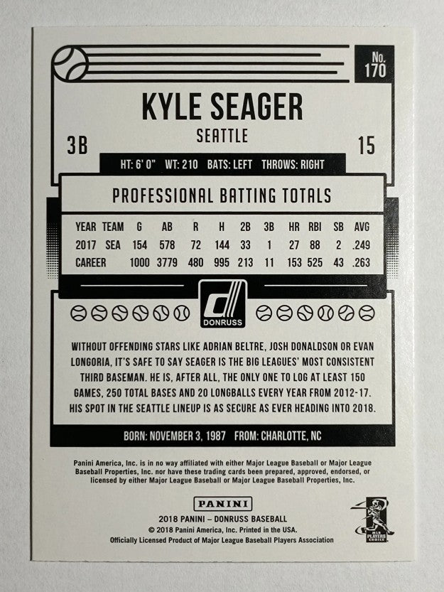 2018 Donruss Holo Blue #170 Kyle Seager