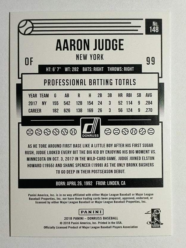 2018 Donruss Holo Green #148 Aaron Judge