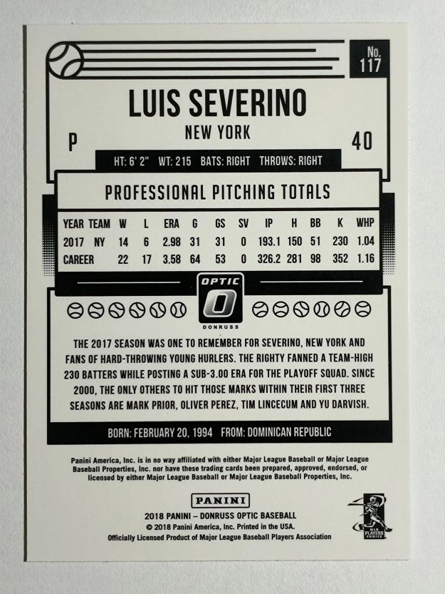 2018 Donruss Optic #117 Luis Severino