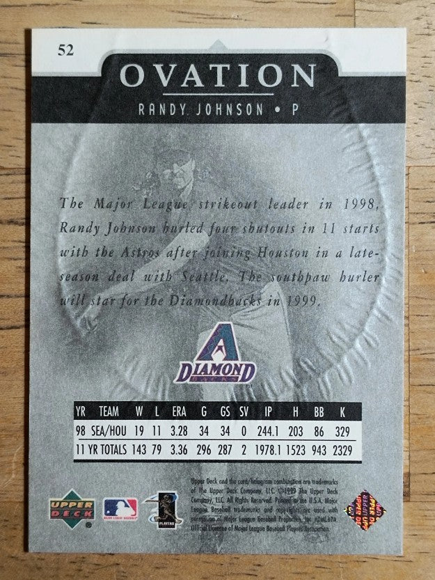 1999 Upper Deck Ovation #52 Randy Johnson