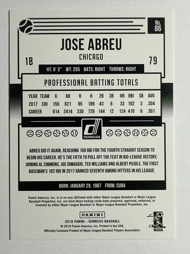 2018 Donruss Variations #86 Jose Abreu