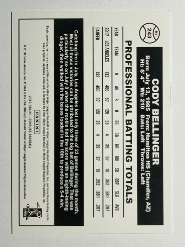 2018 Donruss Variations #243 Cody Bellinger RETRO