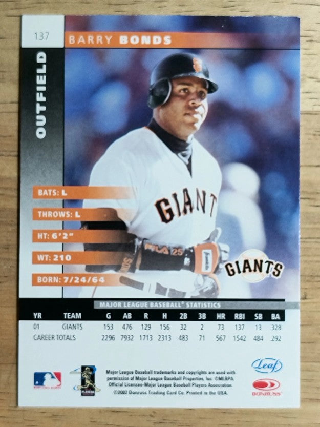 2002 Leaf #137 Barry Bonds