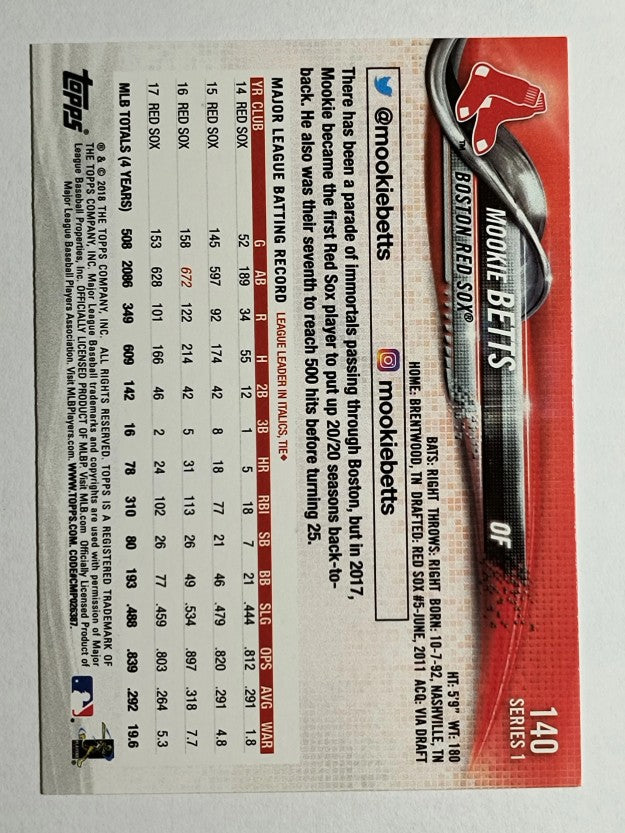 2018 Topps #140 Mookie Betts