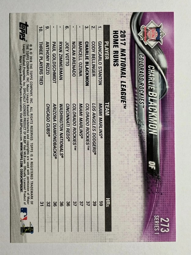 2018 Topps #273 Charlie Blackmon LL