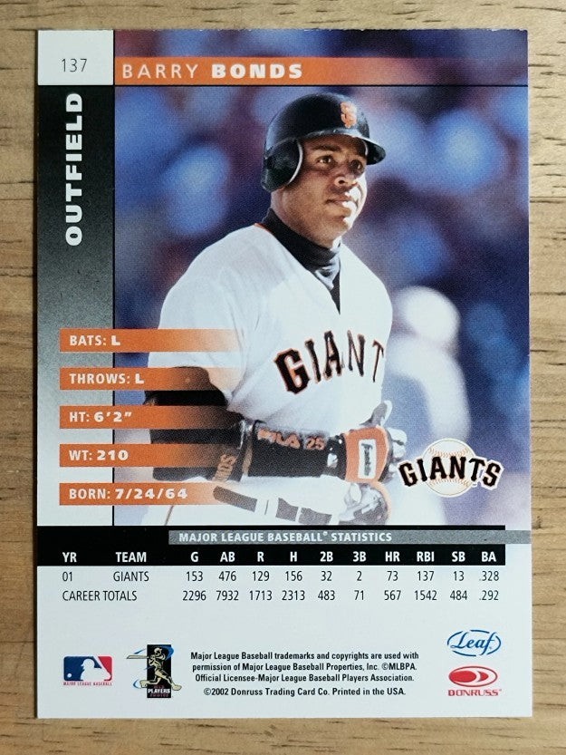 2002 Leaf #137 Barry Bonds