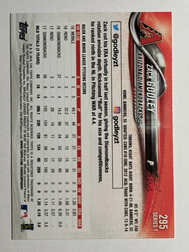 2018 Topps All Star Game Silver #295 Zack Godley