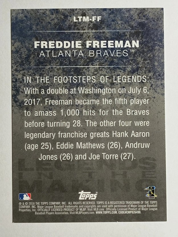 2018 Topps Legends in the Making #LTMFF Freddie Freeman