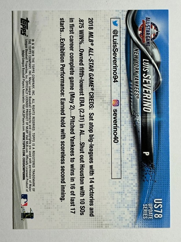 2018 Topps Update #US78 Luis Severino AS