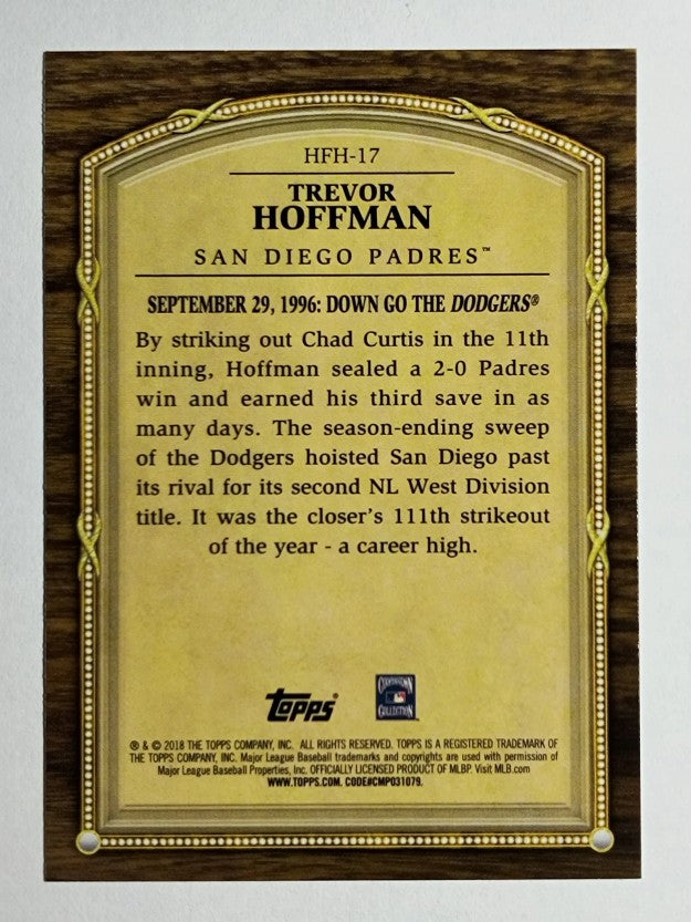 2018 Topps Update Hall of Famer Highlights #HFH17 Trevor Hoffman