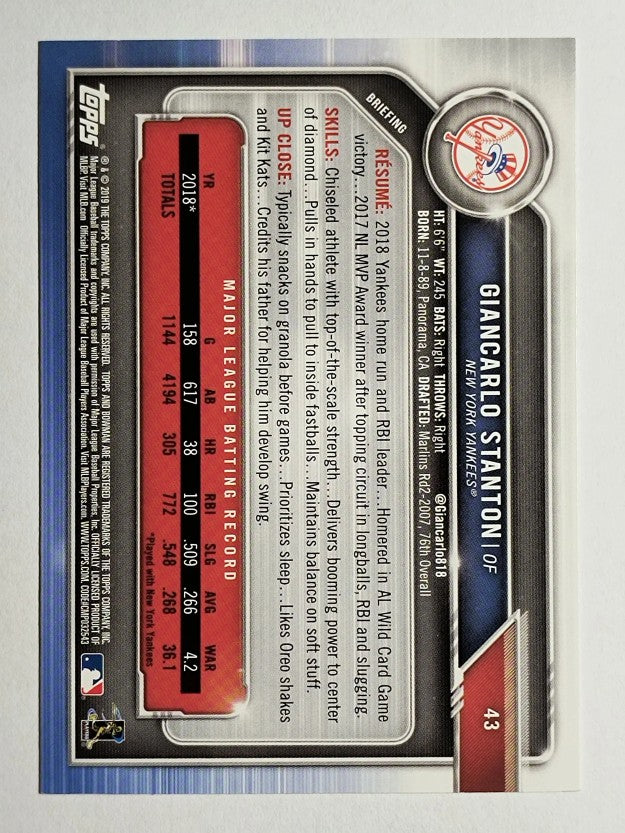 2019 Bowman #43 Giancarlo Stanton