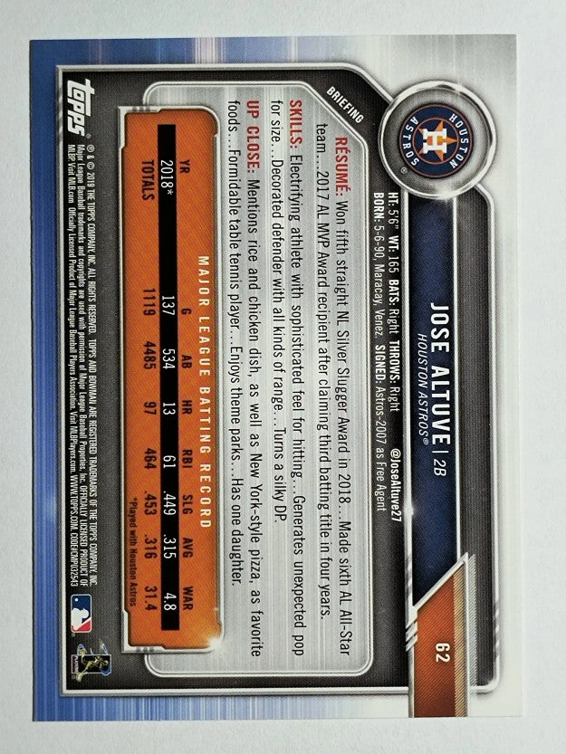 2019 Bowman #62 Jose Altuve