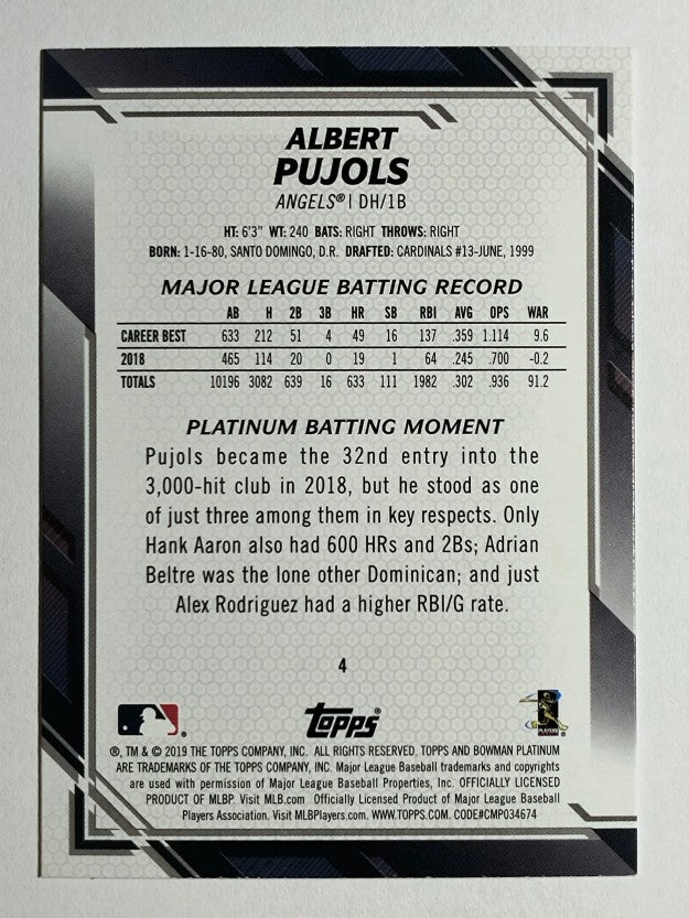 2019 Bowman Platinum #4 Albert Pujols