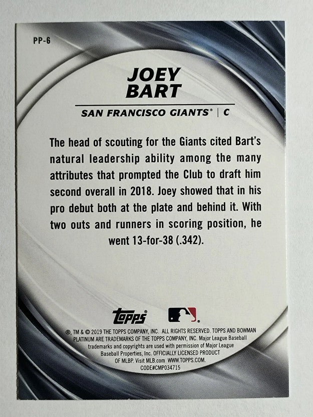2019 Bowman Platinum Platinum Presence #PP6 Joey Bart