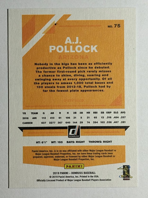 2019 Donruss Independence Day #75 A.J. Pollock