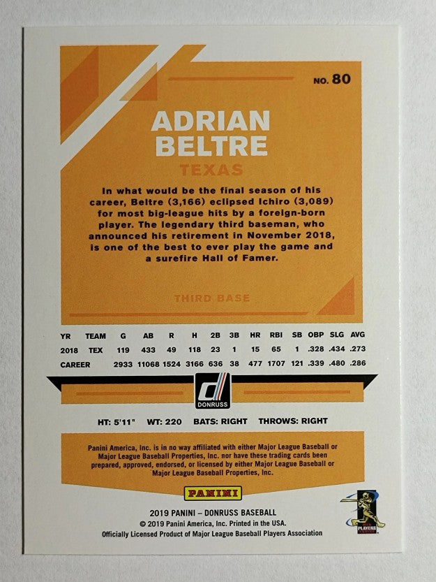 2019 Donruss Variations #80 Adrian Beltre
