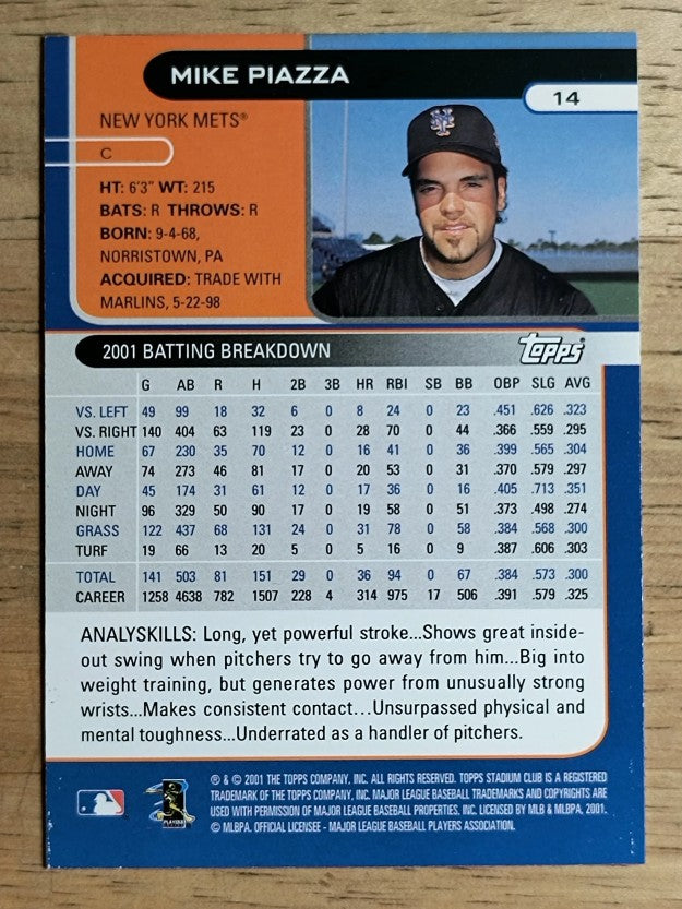 2002 Stadium Club #14 Mike Piazza