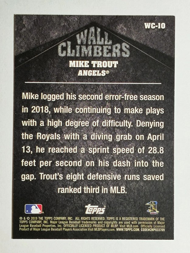2019 Topps Big League Wall Climbers #WC10 Mike Trout