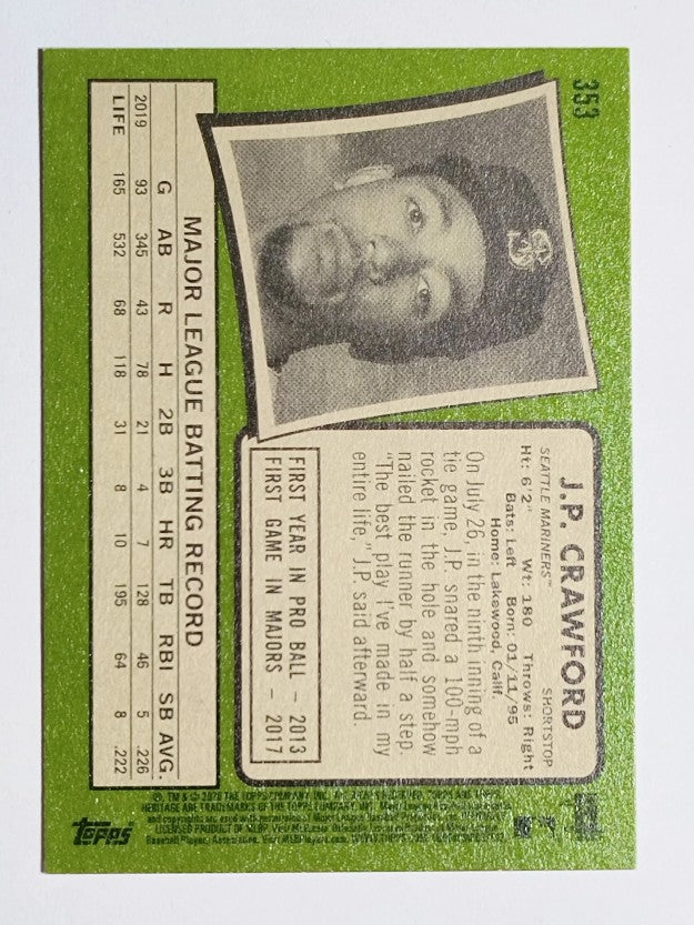 2020 Topps Heritage #353 J.P. Crawford
