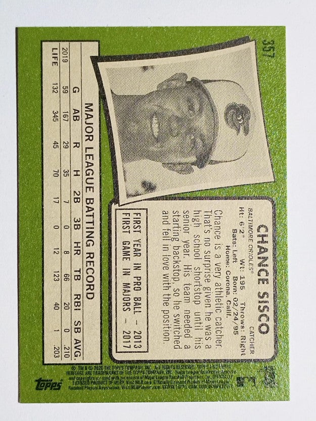 2020 Topps Heritage #357 Chance Sisco
