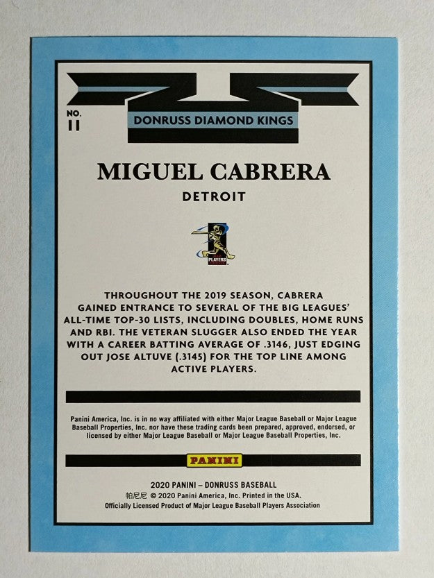 2020 Donruss #11 Miguel Cabrera DK