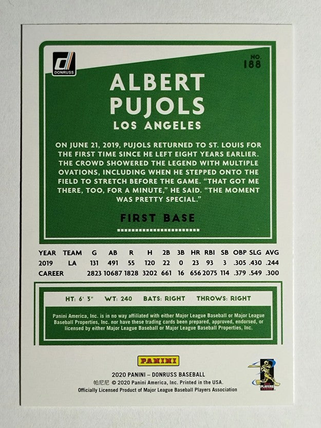 2020 Donruss #188 Albert Pujols