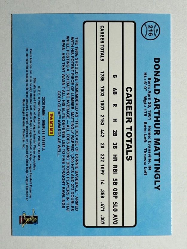 2020 Donruss #216 Don Mattingly RETRO