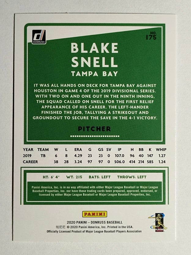 2020 Donruss Holo Red #175 Blake Snell
