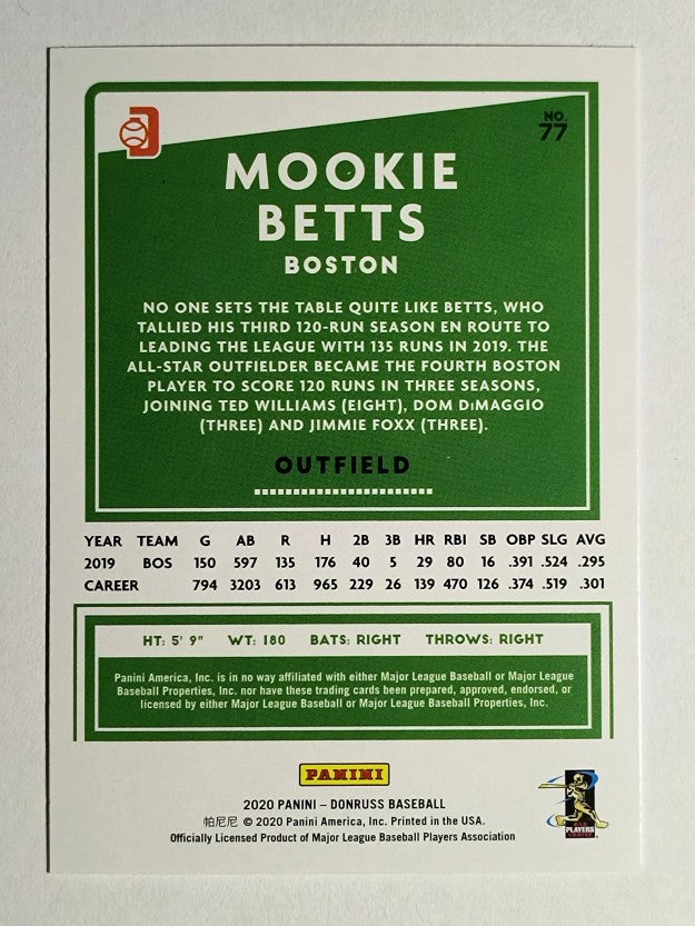2020 Donruss Variations #77 Mookie Betts