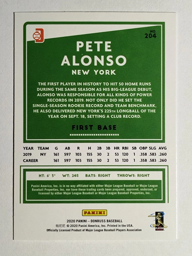 2020 Donruss Variations #204 Pete Alonso