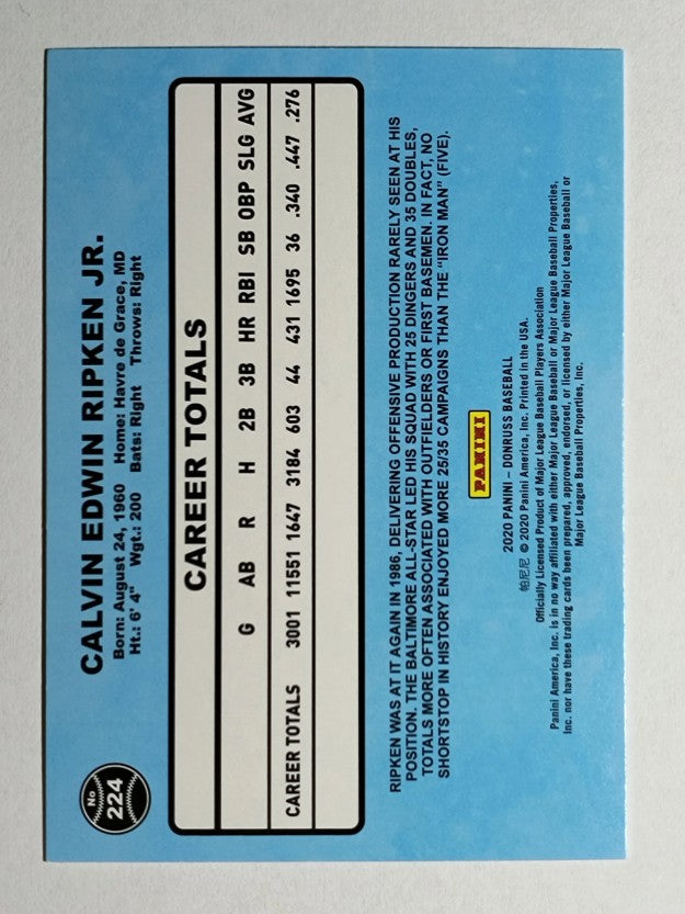 2020 Donruss Variations #224 Cal Ripken RETRO