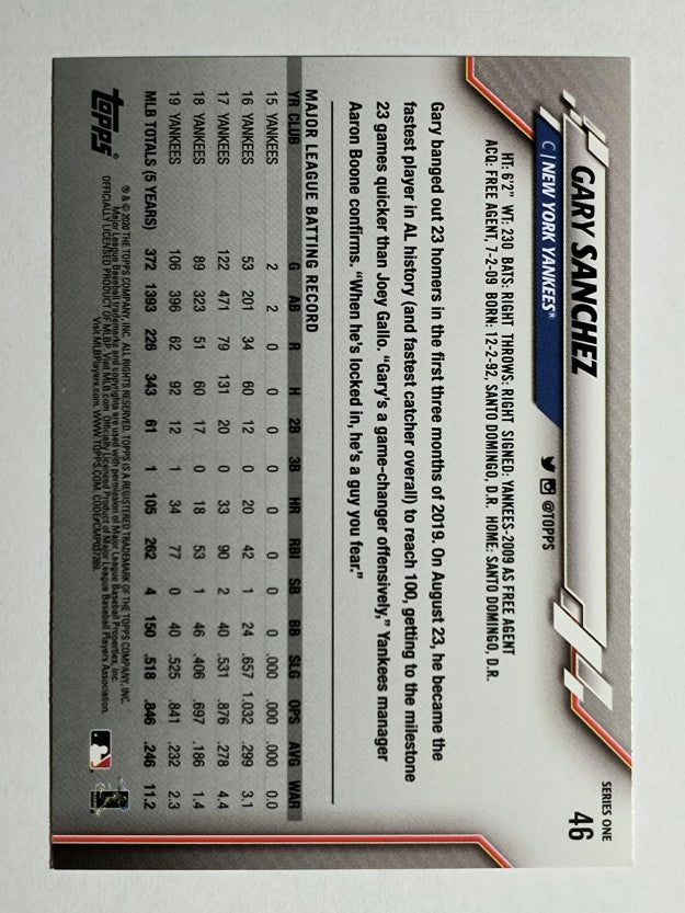 2020 Topps #46 Gary Sanchez
