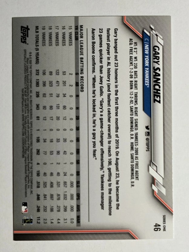 2020 Topps #46 Gary Sanchez