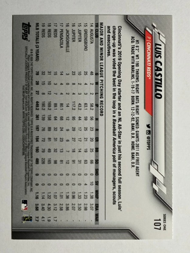 2020 Topps #107 Luis Castillo