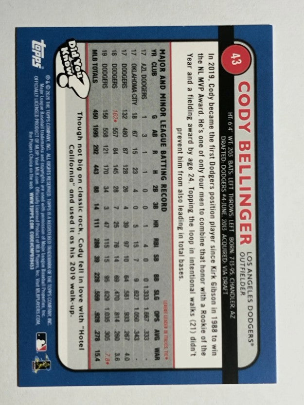 2020 Topps Big League #43 Cody Bellinger