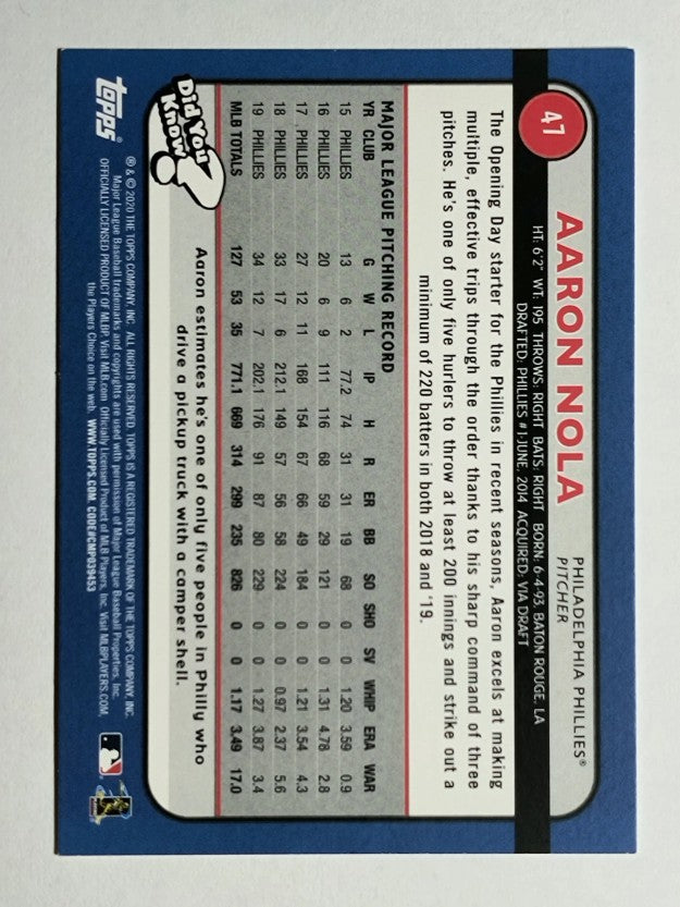 2020 Topps Big League #47 Aaron Nola